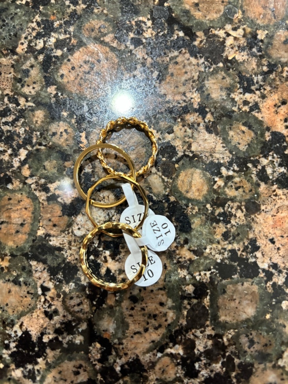 NWT 14K carat gold filled Stackable Ring Set Elegant Mixed Band Styles size 10 - Picture 2 of 3